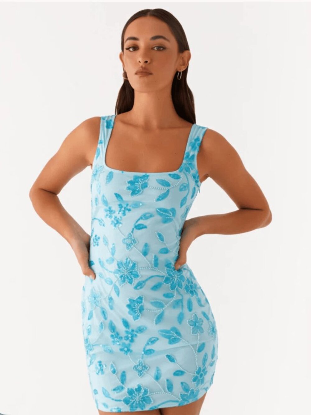 Peppermayo Starline Beaded Blue Mini Dress